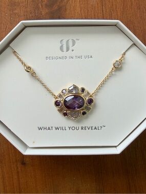 bp February Gold-Tone Necklace with amethyst “ Ethereal Edge”